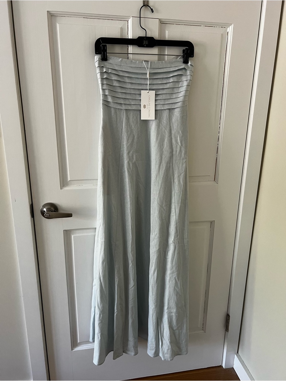 NWT Caroline Constas linen blend maxi dress with side pockets size S